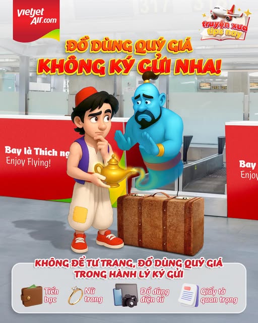 Poster Vietjet - Đồ dùng quý giá không ký gửi