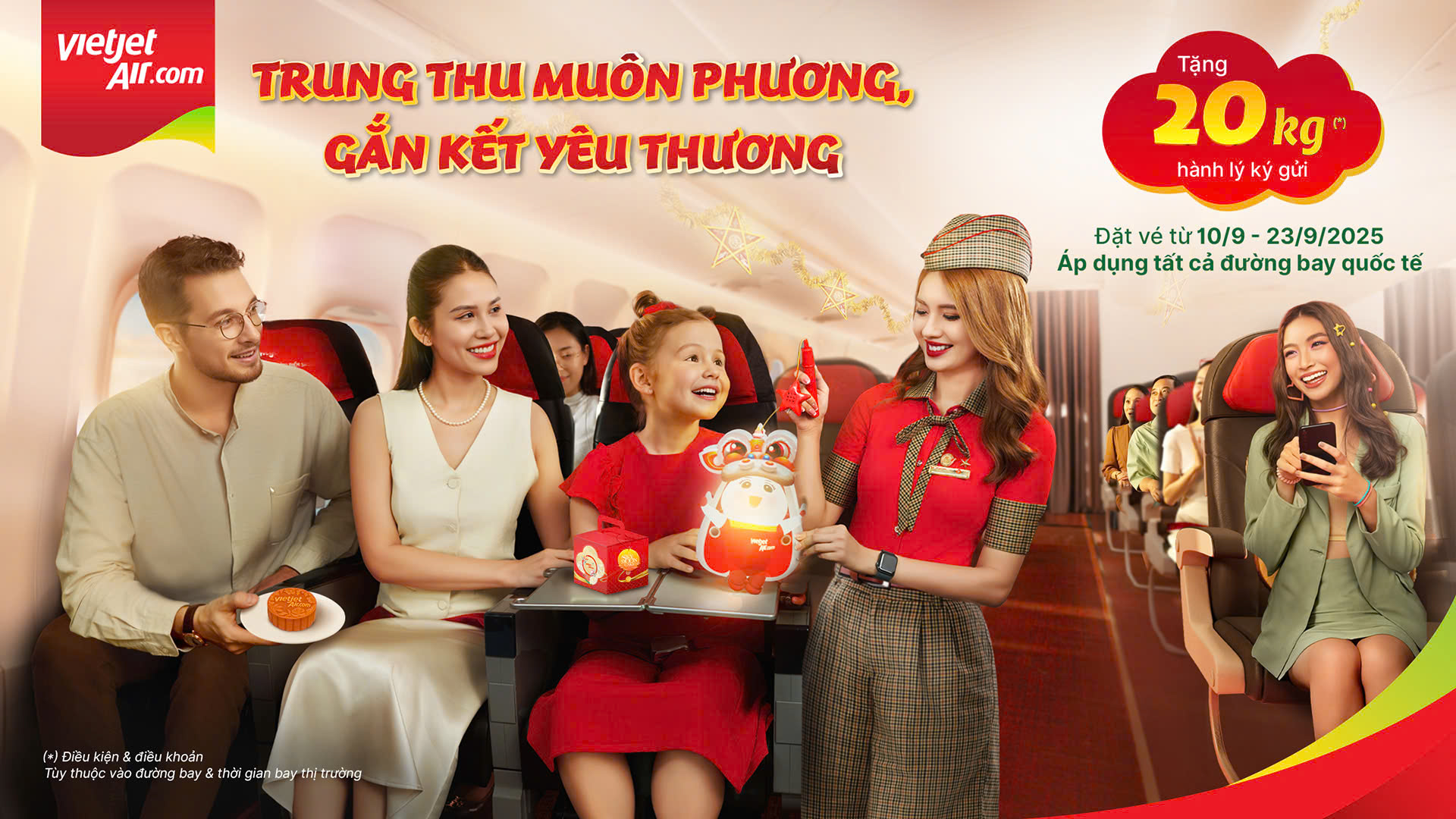 Vietjet – Trung thu muôn phương, tặng 20kg hành lý ký gửi