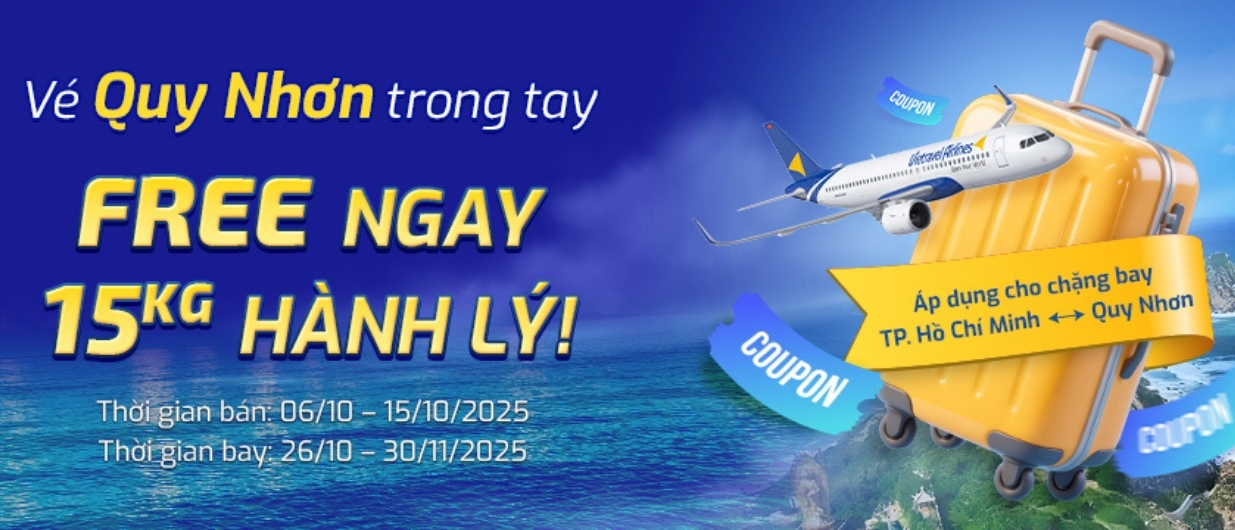 Vietravel Airlines – Ưu đãi vé TP.HCM ⇄ Quy Nhơn, miễn phí 15kg hành lý ký gửi