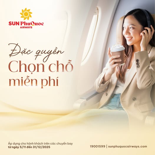 Sun PhuQuoc Airways – Đặc quyền chọn chỗ miễn phí 2025 tại IFLY