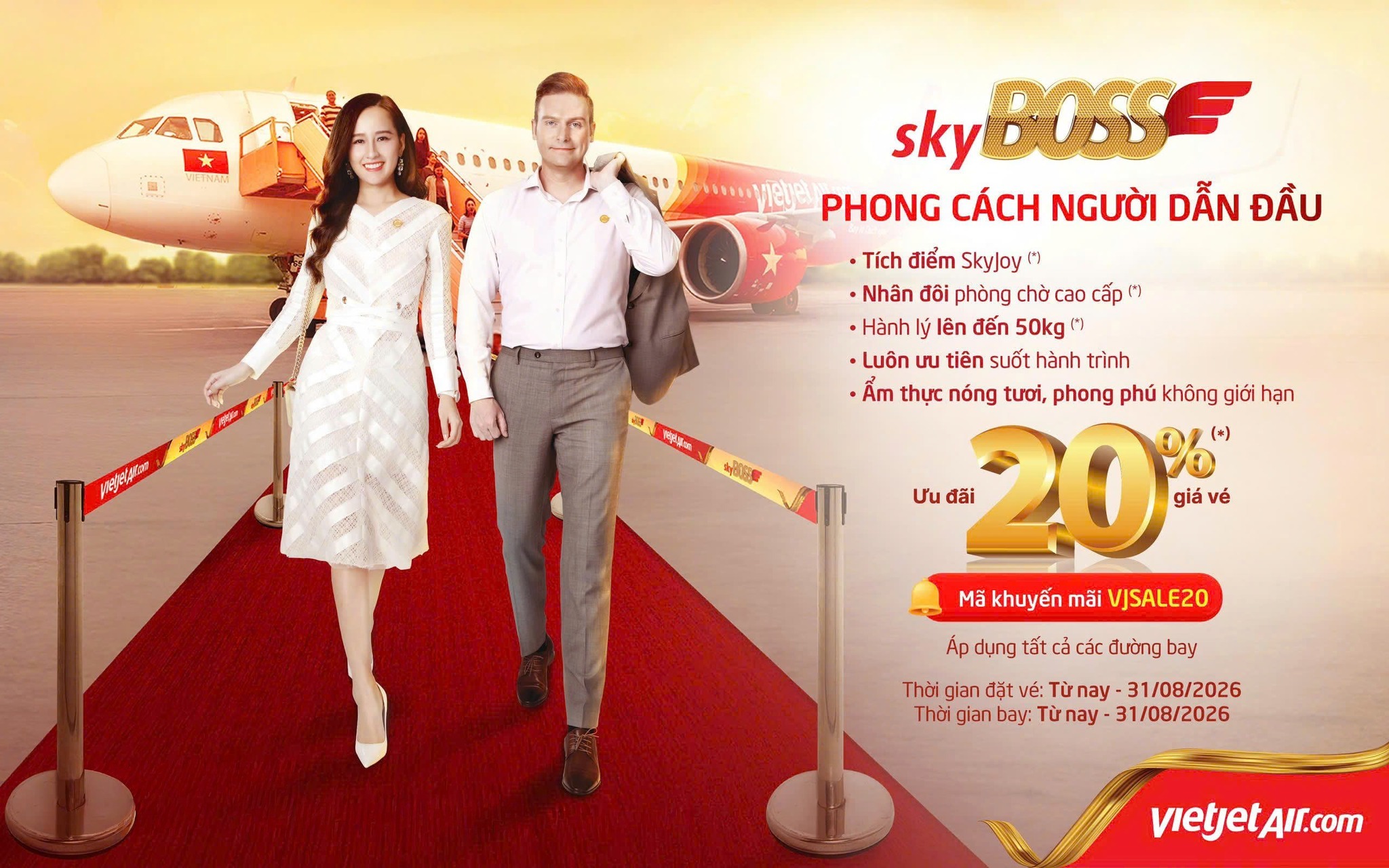 Vietjet SkyBoss ưu đãi 20%