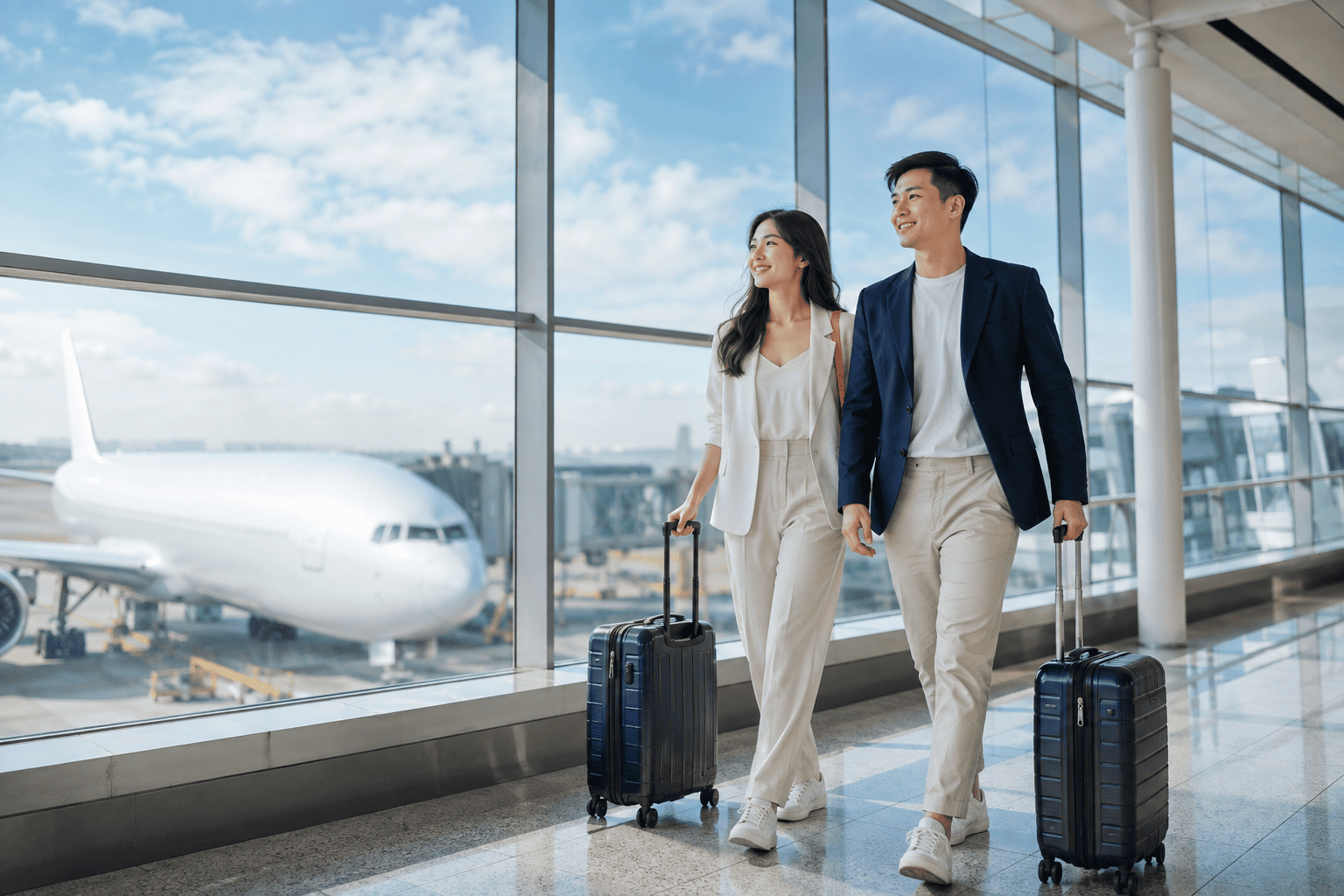 Hành khách chuẩn bị chuyến bay tại sân bay
