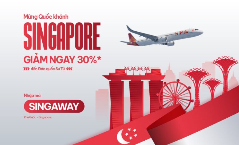 Sun PhuQuoc Airways giảm 30% vé Phú Quốc – Singapore với mã SINGAWAY