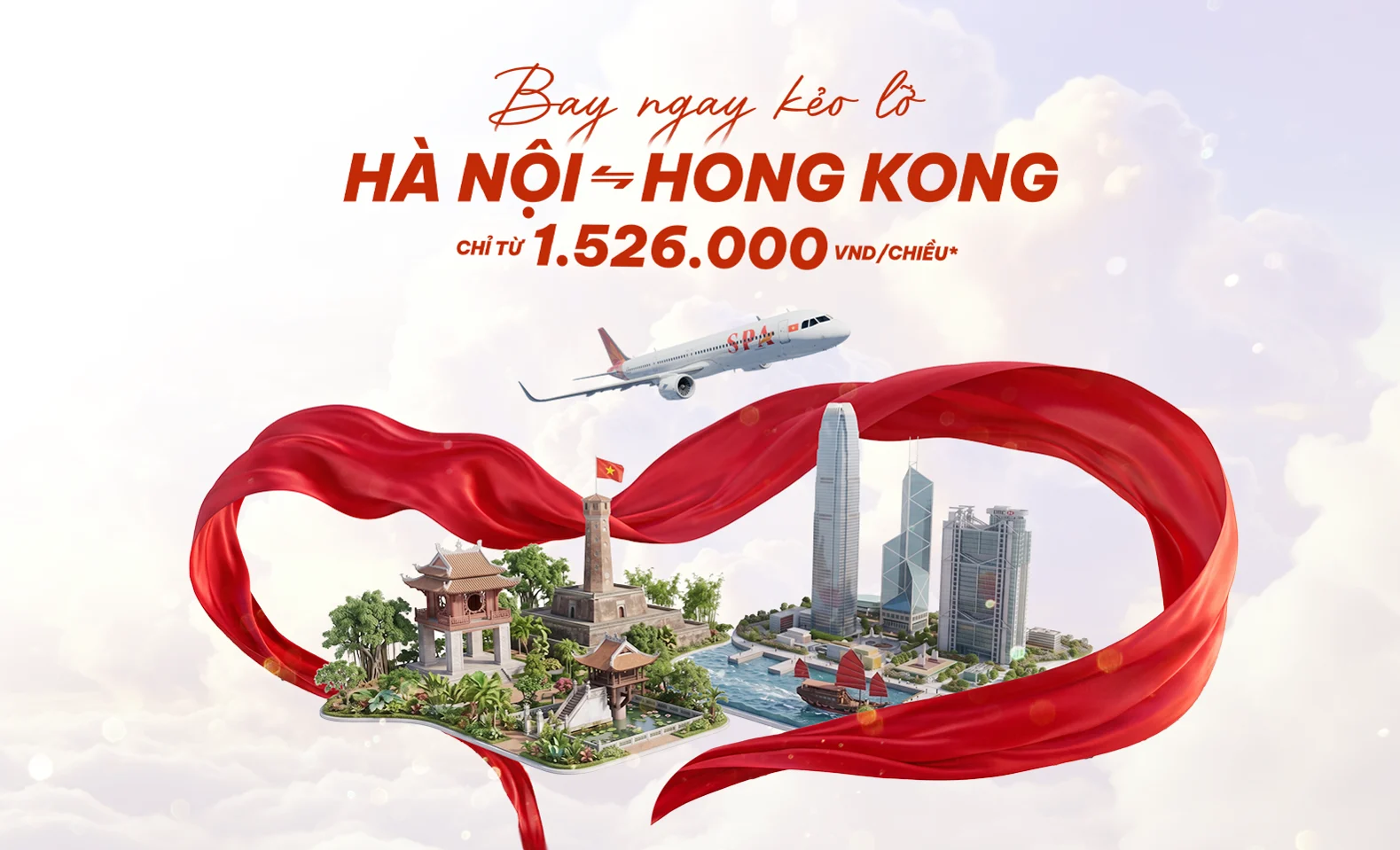 Sun PhuQuoc Airways: vé máy bay Hà Nội đi Hong Kong từ 1.526.000 VNĐ một chiều
