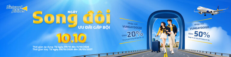 Ngày song đôi 10.10: Vietravel Airlines giảm đến 50% với hai mã ưu đãi